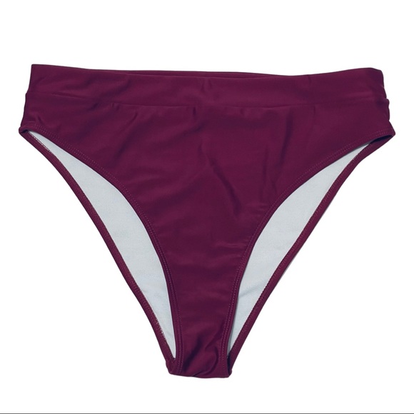 NWOT XL Burgundy Bandeau & Mid-rise Bikini Set - Picture 9 of 11